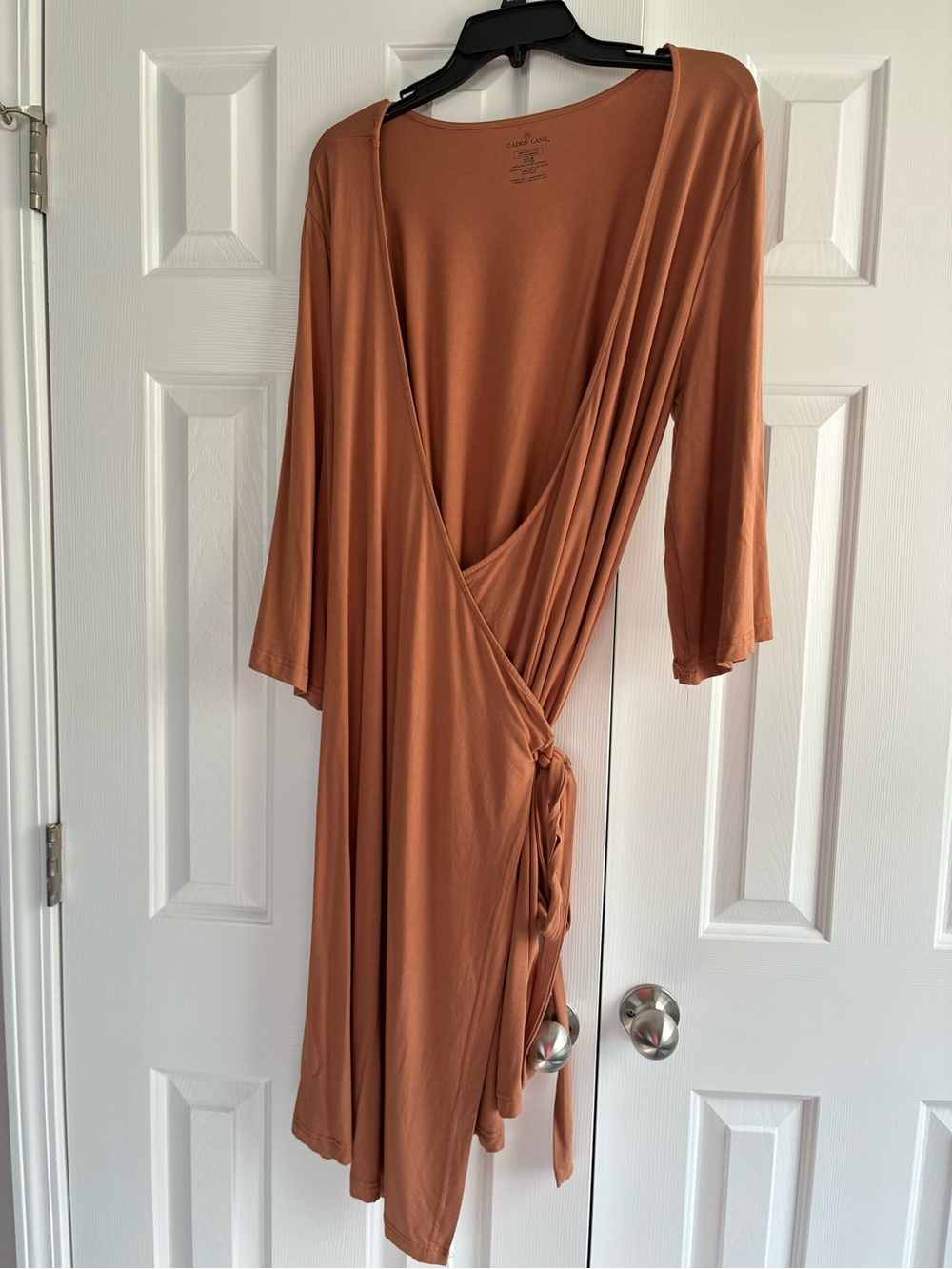 Caden Lane Wrap-Front Long Sleeve Dress in Rust